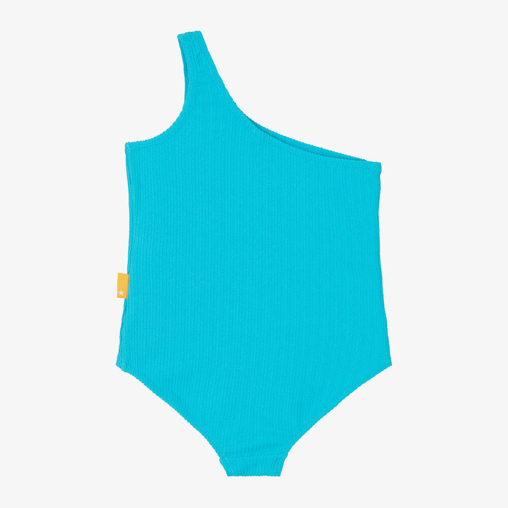 Molo-Girls Blue One-Shoulder Swimsuit (UPF50+) | Childrensalon Outlet