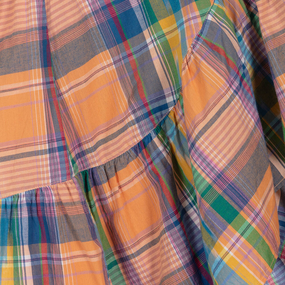 Molo-Girls Blue & Orange Cotton Check Skirt | Childrensalon Outlet