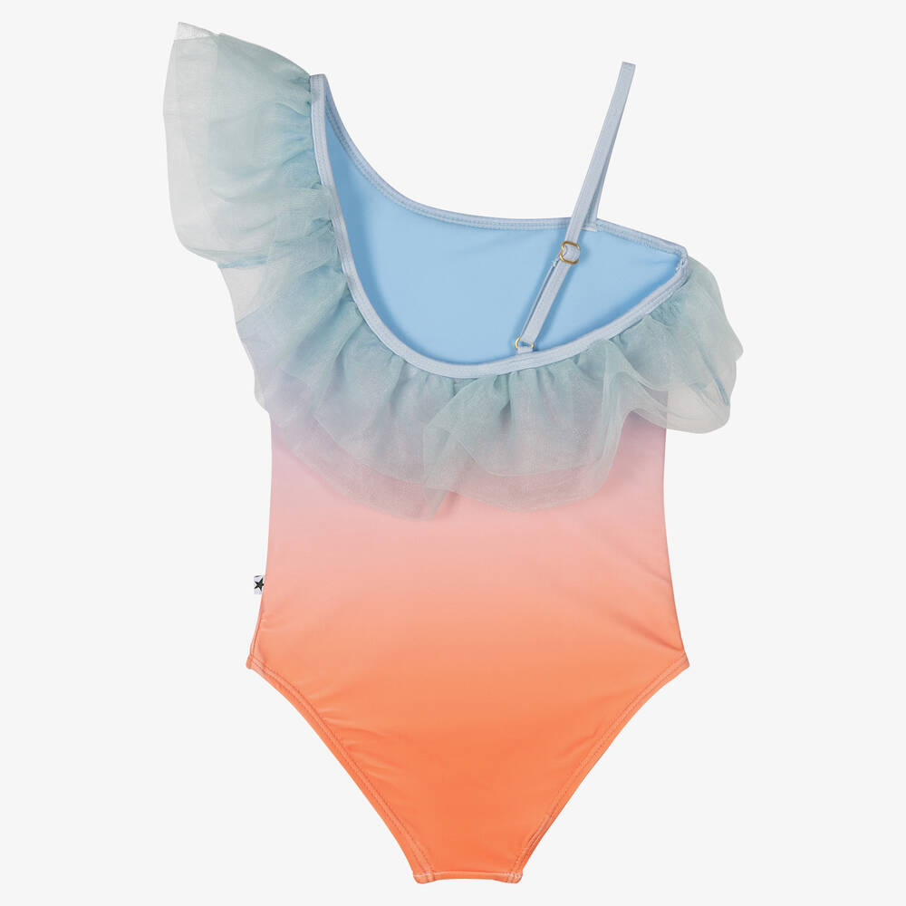 Molo-Оранжевый голубой купальник с оборкой (UPF50+) | Childrensalon Outlet