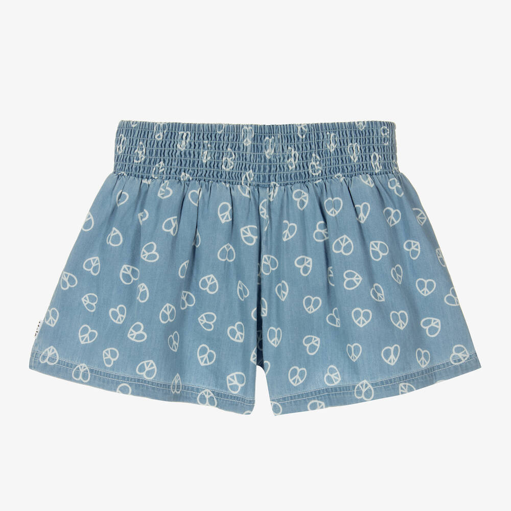 Molo-Girls Blue Organic Cotton Chambray Shorts | Childrensalon Outlet