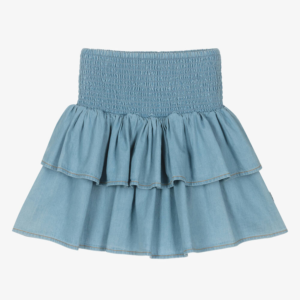 Molo-Girls Blue Organic Cotton Chambray Skirt | Childrensalon Outlet