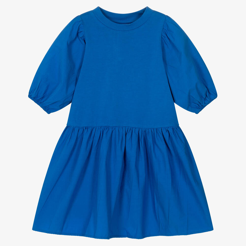 Molo-Girls Blue Organic Cotton Dress | Childrensalon Outlet