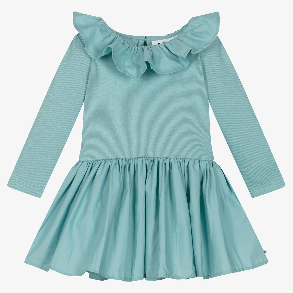 Molo - Robe bleue en coton bio Fille | Childrensalon