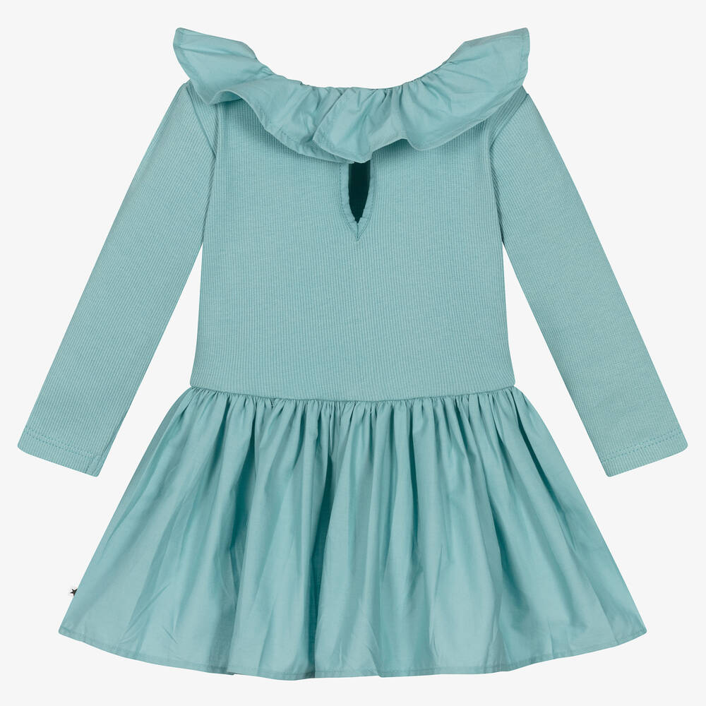 Molo-Girls Blue Organic Cotton Dress | Childrensalon Outlet