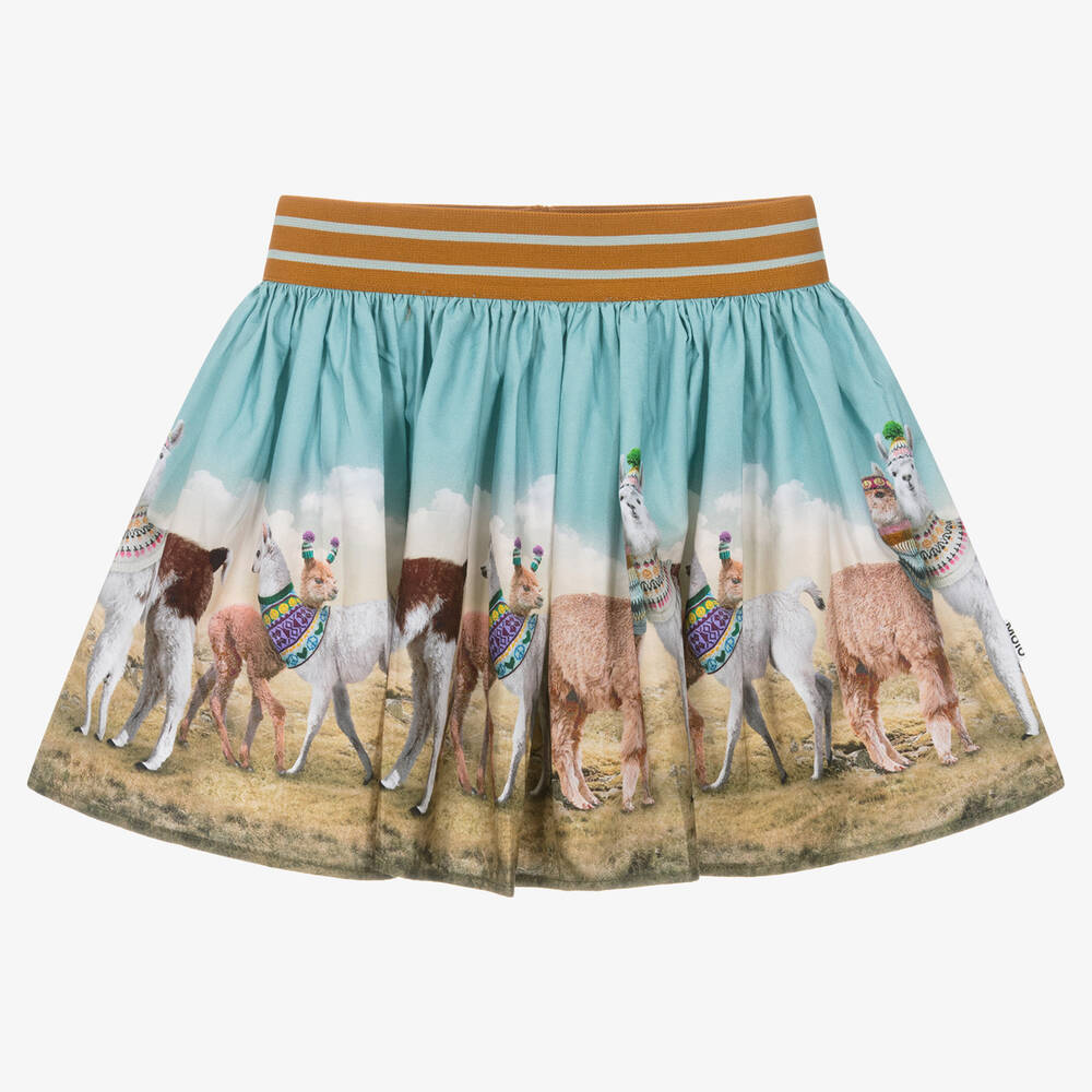Molo-Голубая юбка из органического хлопка с ламами | Childrensalon Outlet