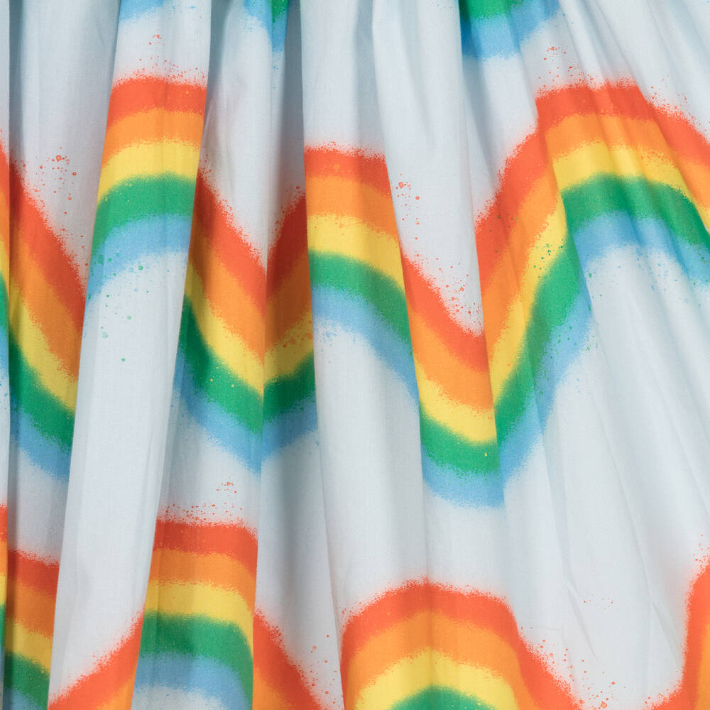 Molo-Girls Blue Organic Cotton Rainbow Dress | Childrensalon Outlet