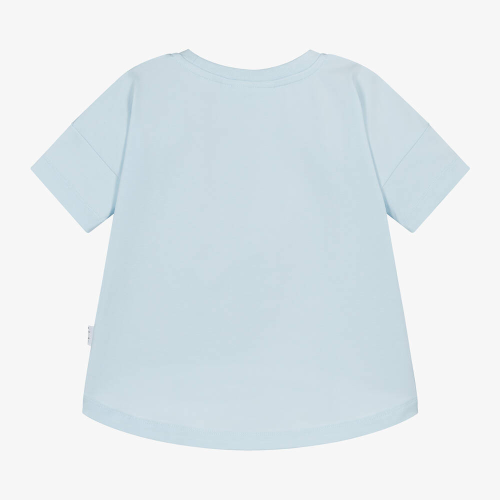 Molo-Girls Blue Organic Cotton T-Shirt | Childrensalon Outlet