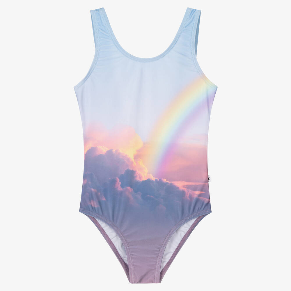 Molo - Girls Blue Rainbow Sky Swimsuit (UPF50+) | Childrensalon