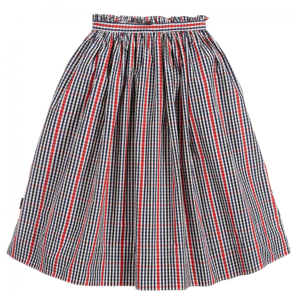 Molo-Girls Blue & Red Check Skirt | Childrensalon Outlet