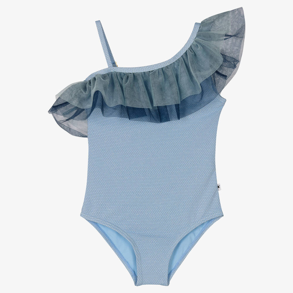 Molo - Maillot de bain bleu volants fille | Childrensalon