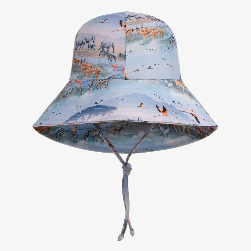 Molo - Girls Blue Savannah Sun Hat (UPF50+) | Childrensalon