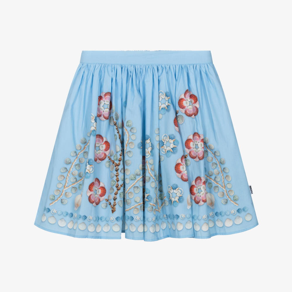 Molo-Girls Blue Shell Print Organic Cotton Skirt | Childrensalon Outlet