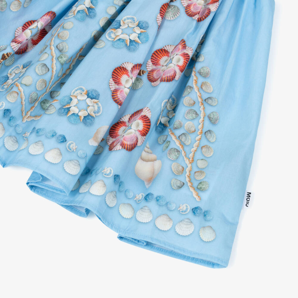 Molo-Girls Blue Shell Print Organic Cotton Skirt | Childrensalon Outlet