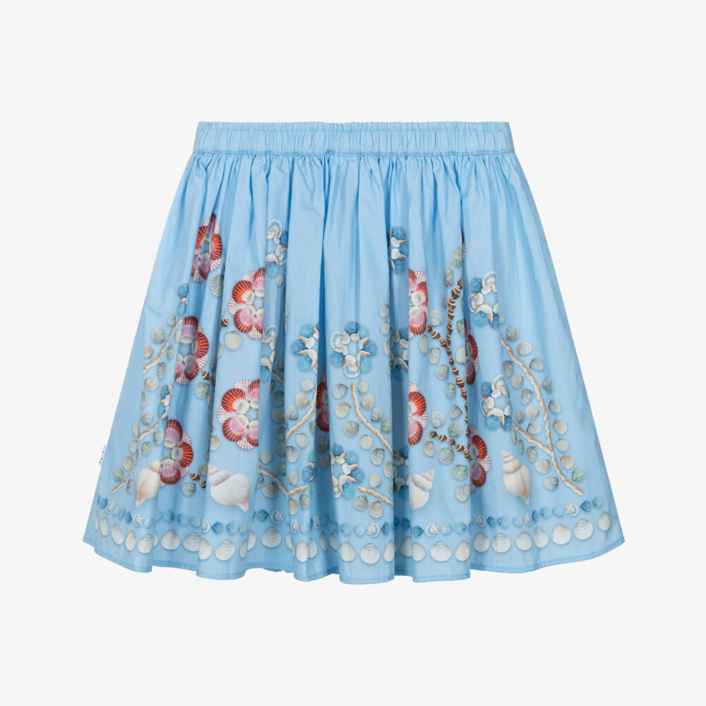 Molo-Girls Blue Shell Print Organic Cotton Skirt | Childrensalon Outlet