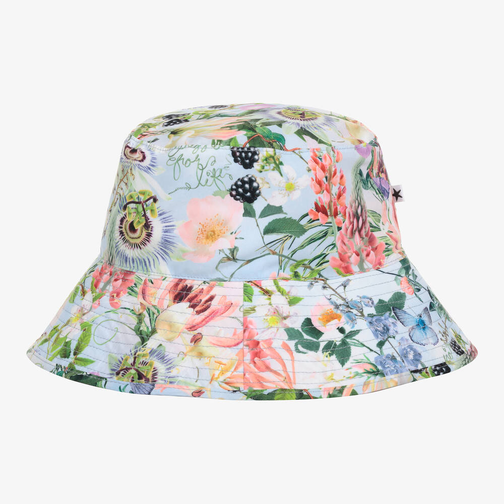 Molo - Girls Blue Sun Protective Hat (UPF50+) | Childrensalon