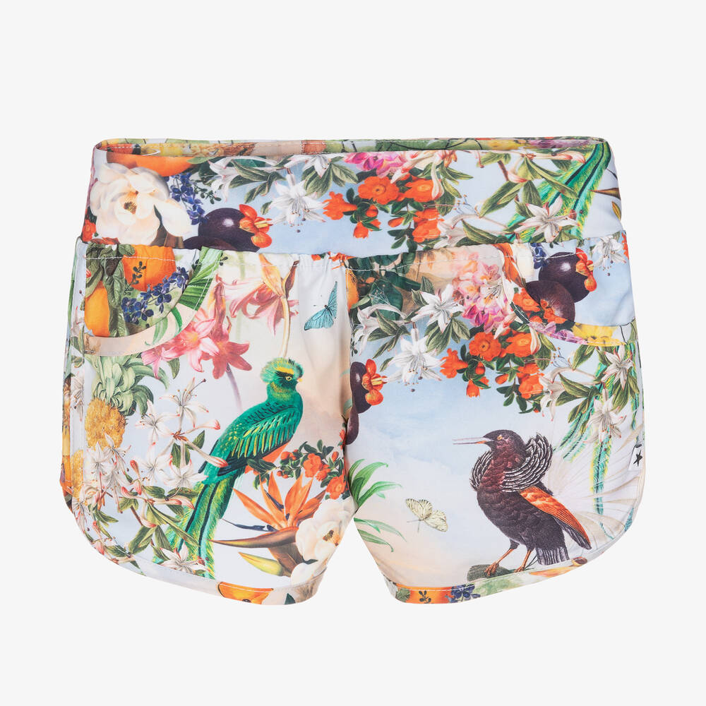 Molo - Girls Blue Tropical Swim Shorts (UPF50+) | Childrensalon