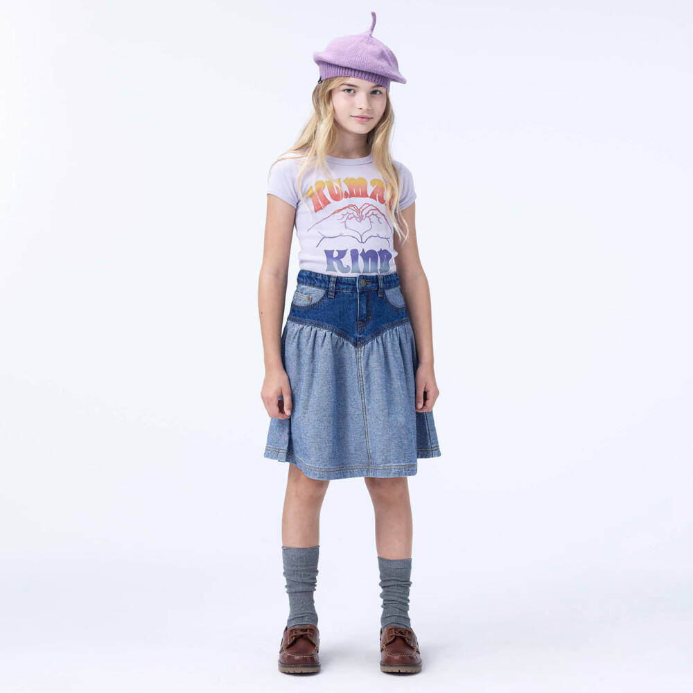 Molo-Girls Blue Two Tone Denim Skirt | Childrensalon Outlet