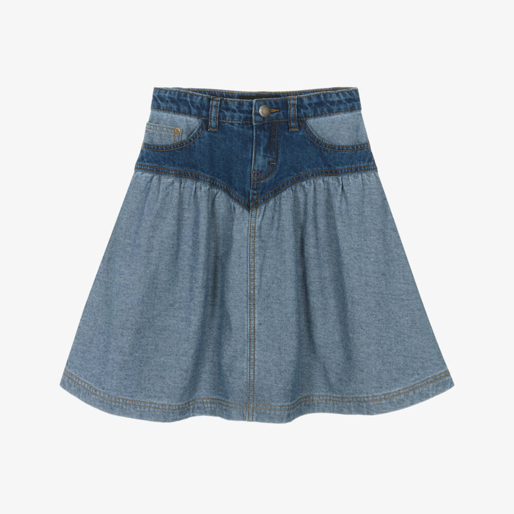 Molo-Girls Blue Two Tone Denim Skirt | Childrensalon Outlet