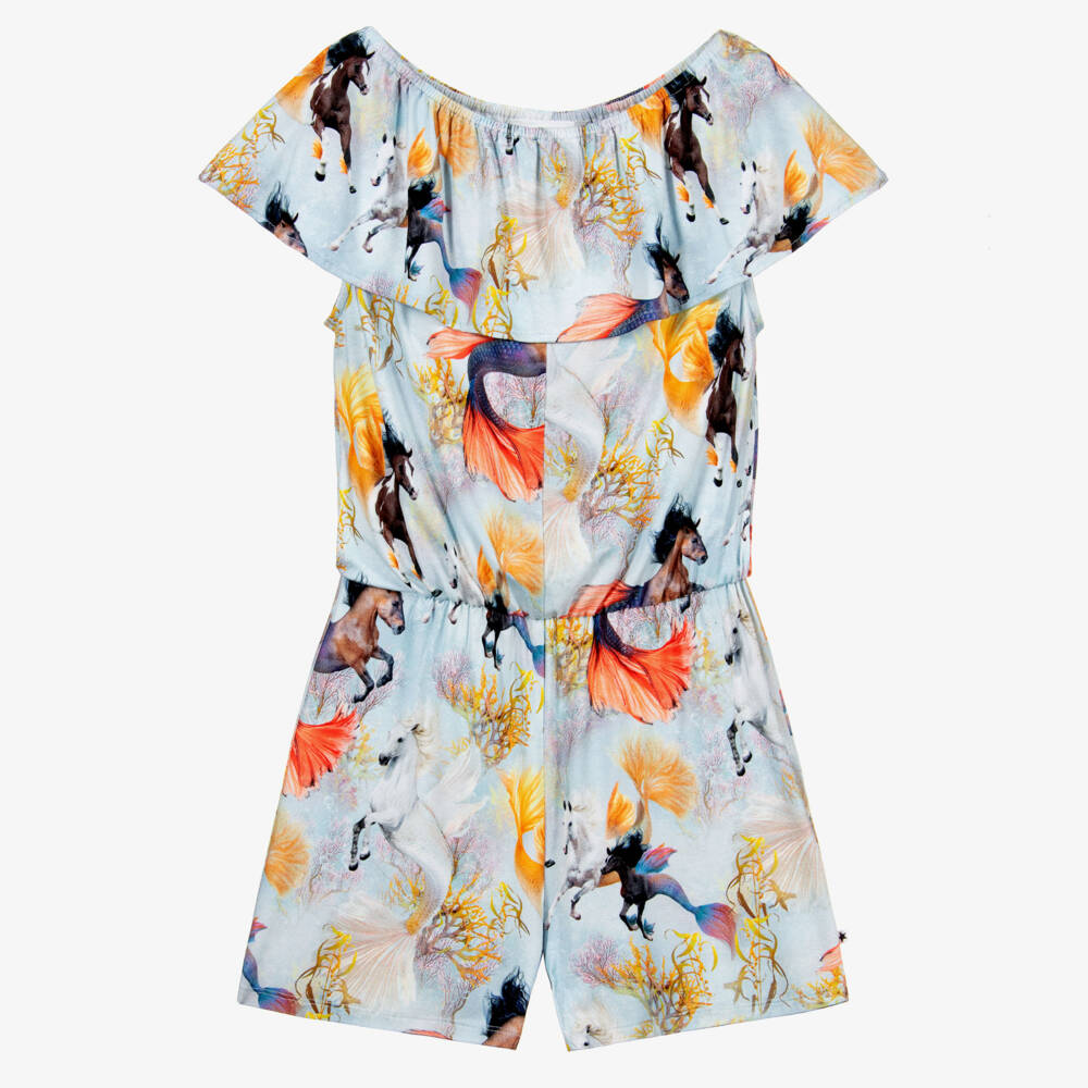 Molo-Girls Blue Viscose Playsuit | Childrensalon Outlet