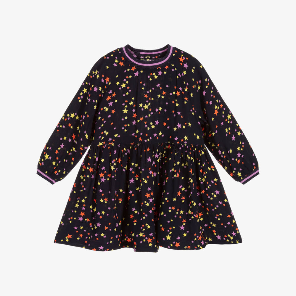 Molo-Girls Blue Viscose Stars Dress | Childrensalon Outlet