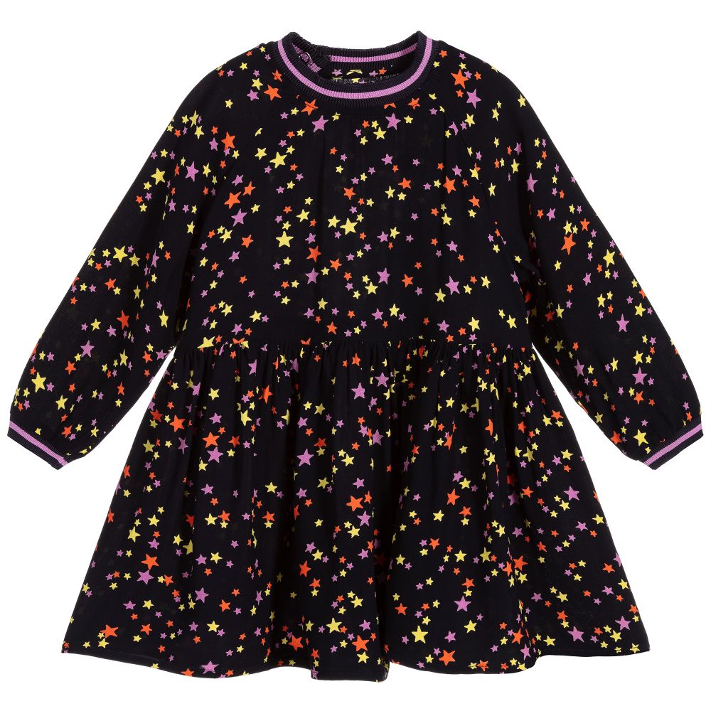 Molo - Girls Blue Viscose Stars Dress | Childrensalon
