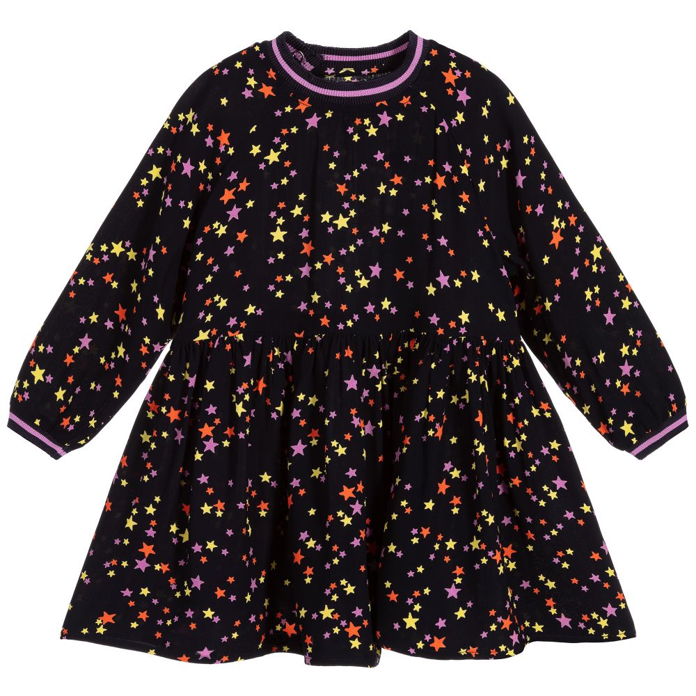 Molo-Girls Blue Viscose Stars Dress | Childrensalon Outlet