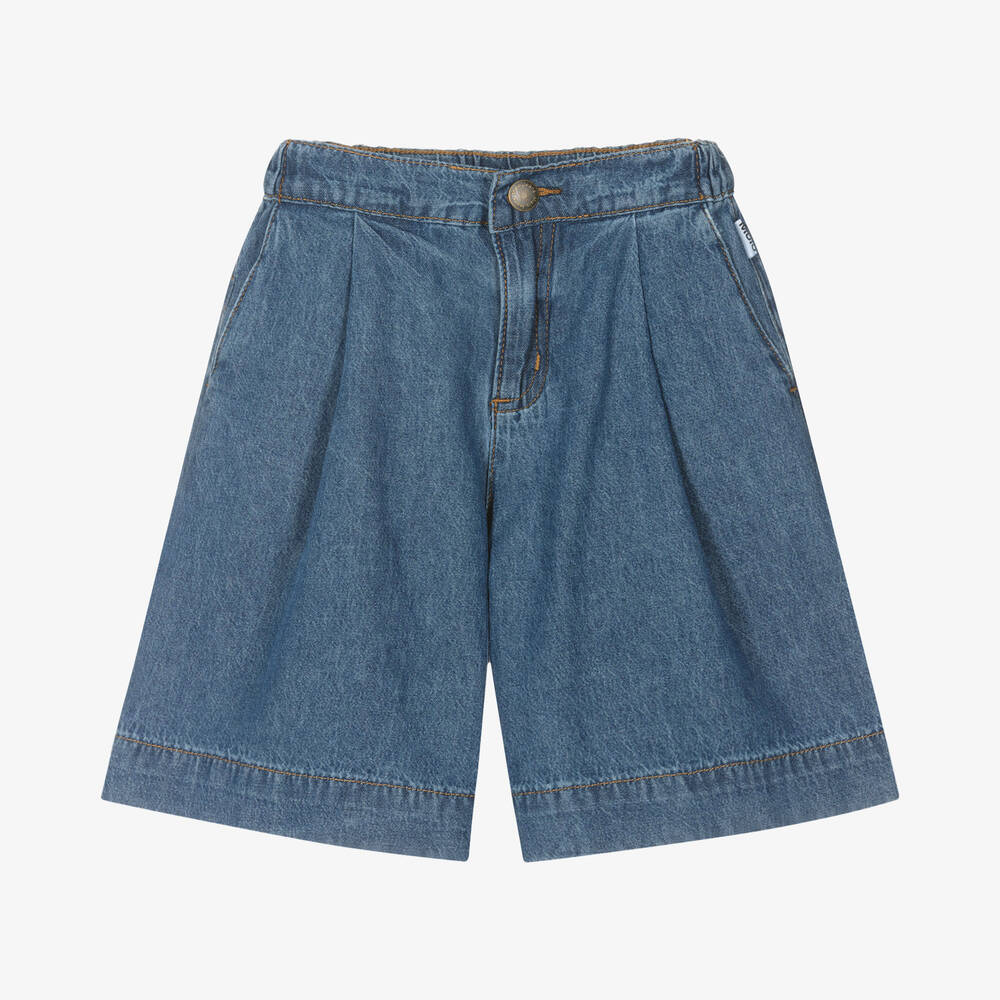 Molo - Short large bleu en chambray fille | Childrensalon