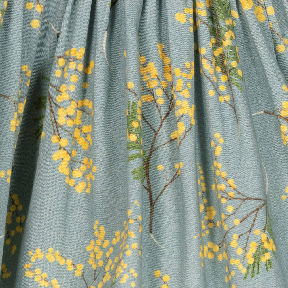 Molo-Girls Blue & Yellow Cotton Floral Dress  | Childrensalon Outlet