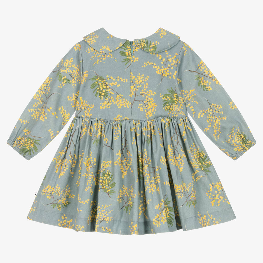 Molo-Girls Blue & Yellow Cotton Floral Dress  | Childrensalon Outlet
