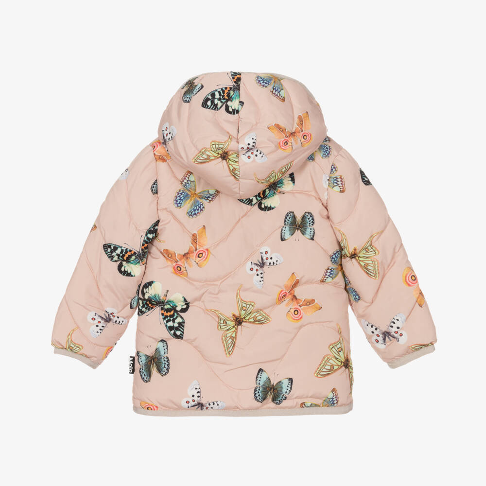Molo-Girls Blush Butterfly Winter Jacket | Childrensalon Outlet