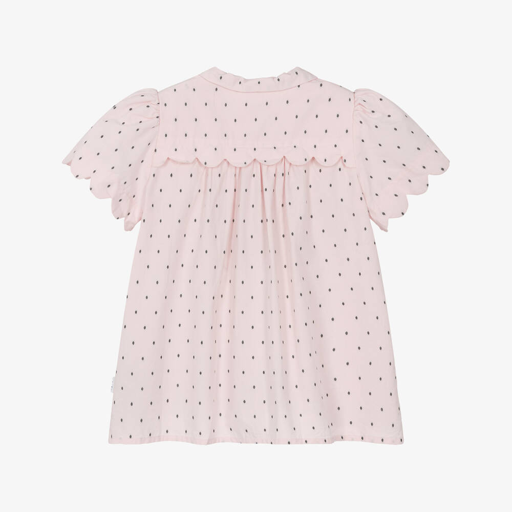 Molo-Girls Blush & Ebony Polka Blouse | Childrensalon Outlet