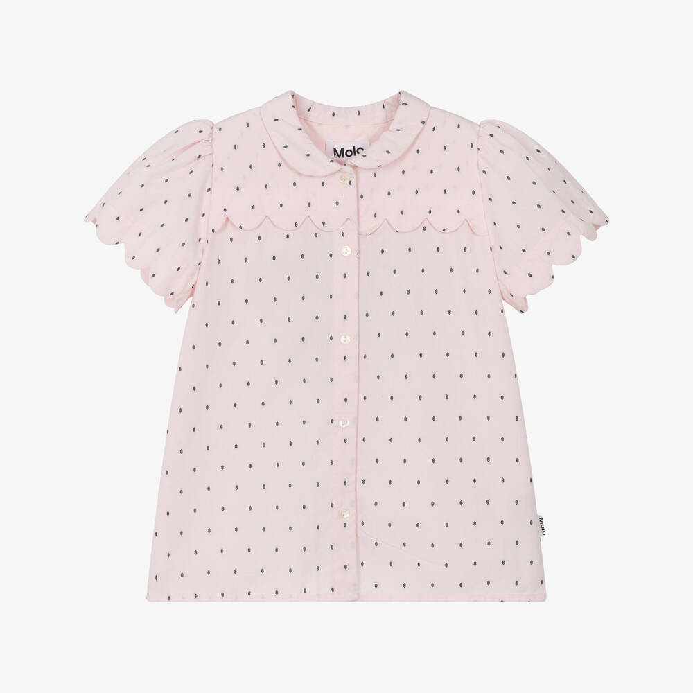 Molo-Girls Blush & Ebony Polka Blouse | Childrensalon Outlet