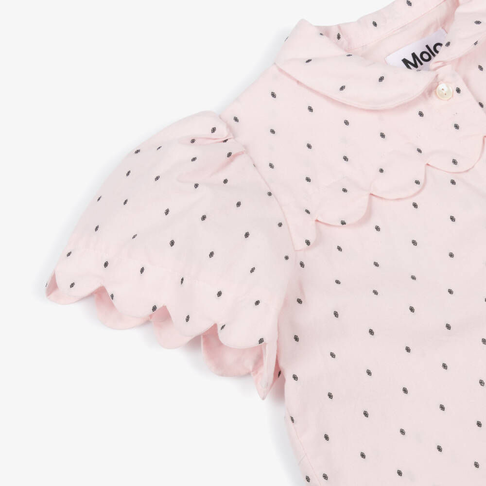 Molo-Girls Blush & Ebony Polka Blouse | Childrensalon Outlet
