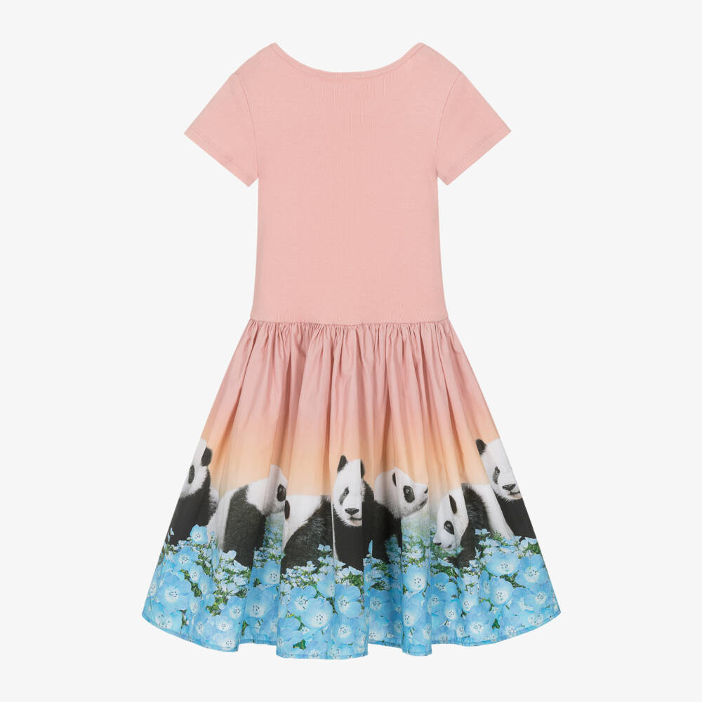 Molo-Girls Blush Panda Poplin Dress | Childrensalon Outlet