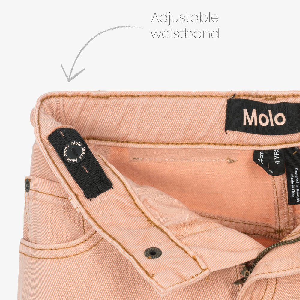 Molo-Girls Blush Pink Cotton Jeans  | Childrensalon Outlet
