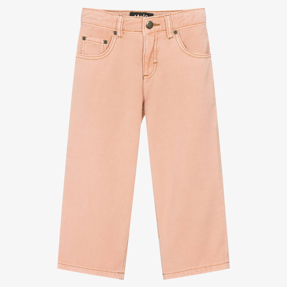 Molo - Girls Blush Pink Cotton Jeans  | Childrensalon