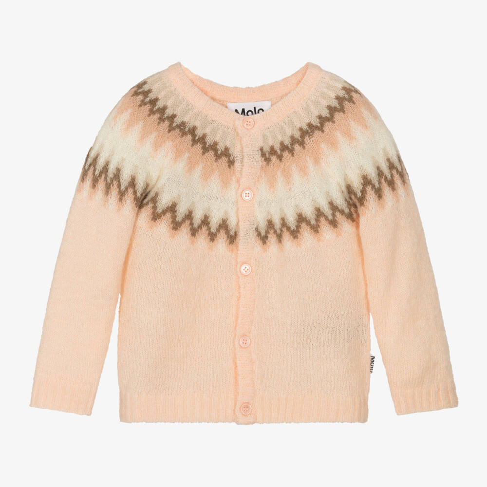 Molo-Girls Blush Pink Fair Isle Knit | Childrensalon Outlet
