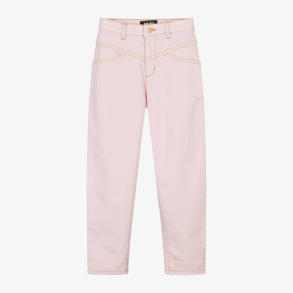 Molo-Girls Blush Relaxed Denim Trousers | Childrensalon Outlet