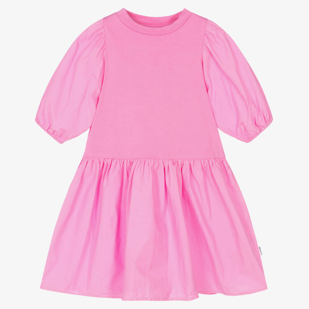 Molo - Girls Bright Pink Organic Cotton Dress | Childrensalon