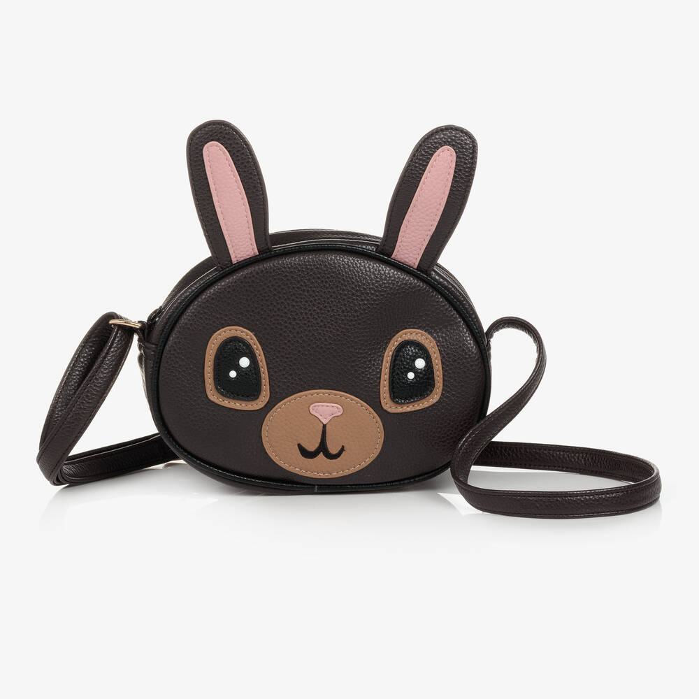 Molo - Girls Brown Faux Leather Bunny Bag (19cm) | Childrensalon