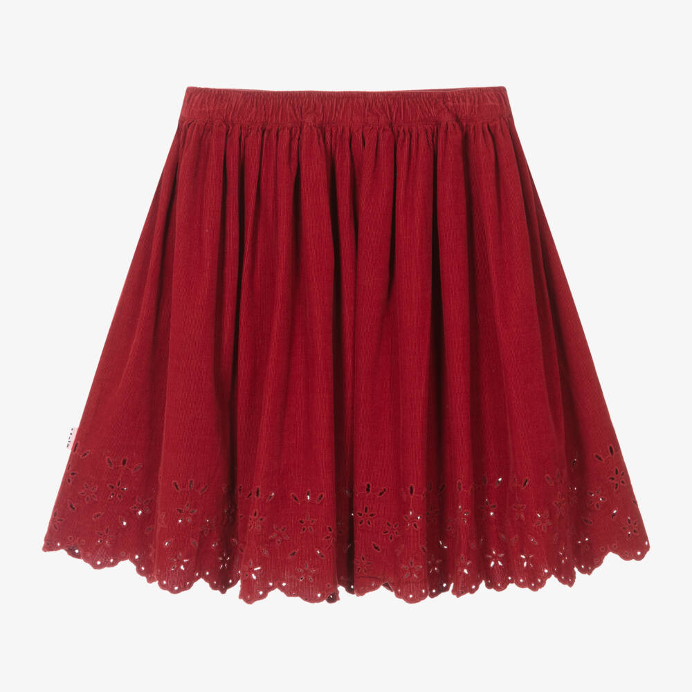 Molo-Girls Burgundy Cotton Eyelet Skirt | Childrensalon Outlet