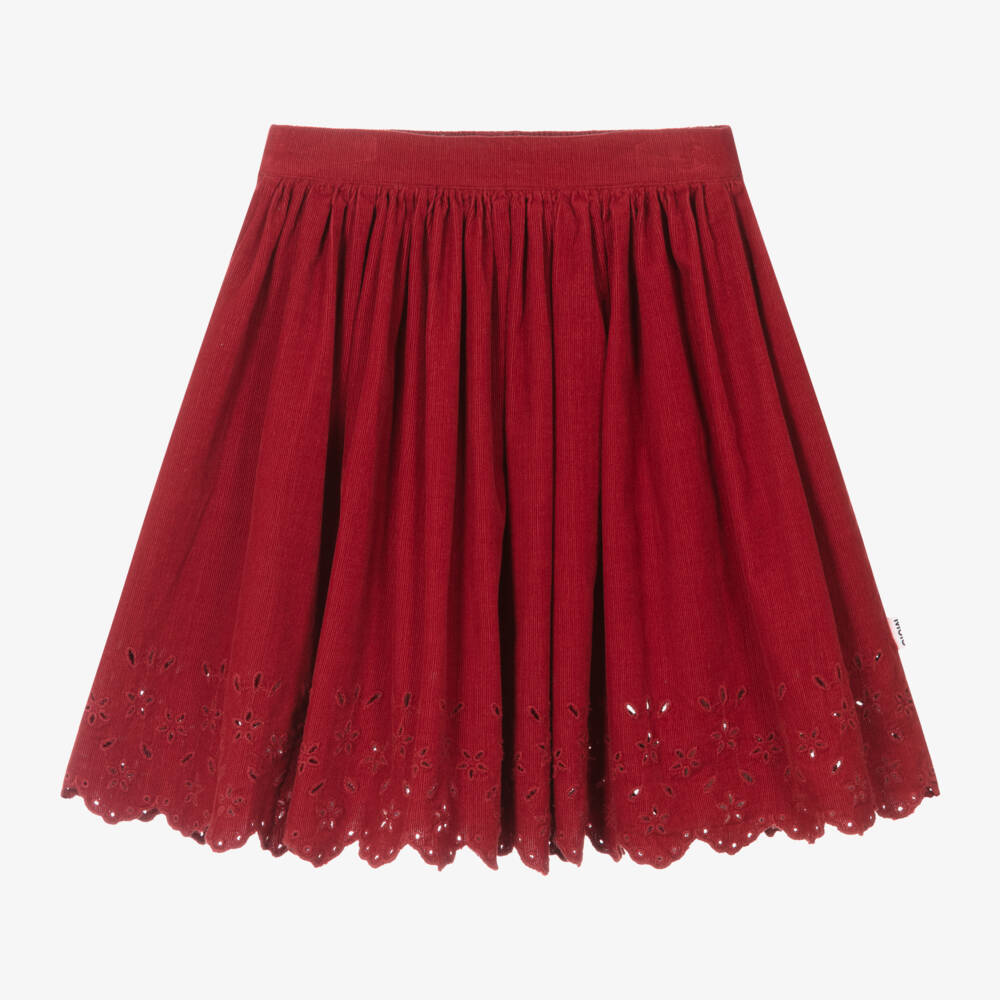 Molo-Girls Burgundy Cotton Eyelet Skirt | Childrensalon Outlet
