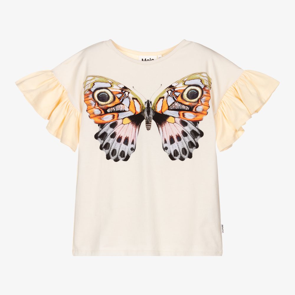 Molo - Хлопковая футболка с бабочкой для девочек | Childrensalon