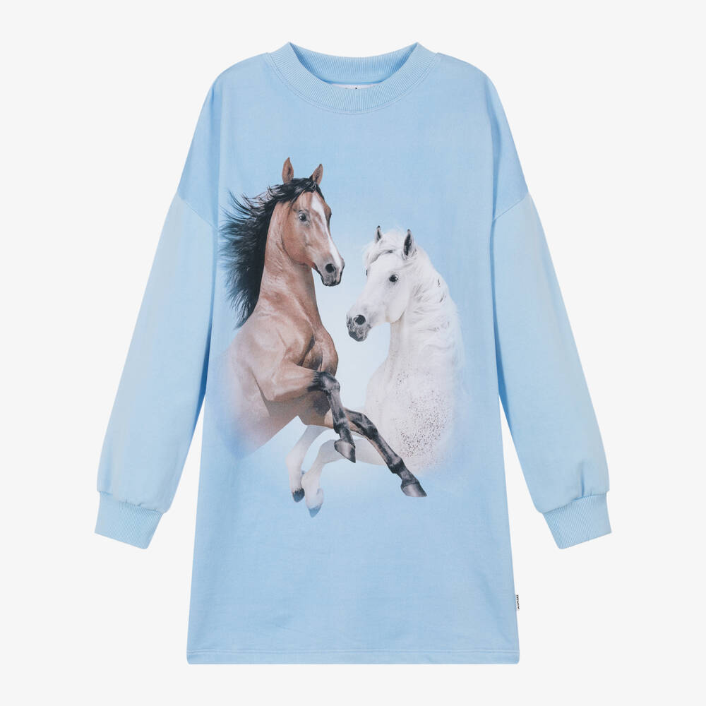 Molo-Платье из хлопкового трикотажа цвета лазурь для девочек | Childrensalon Outlet