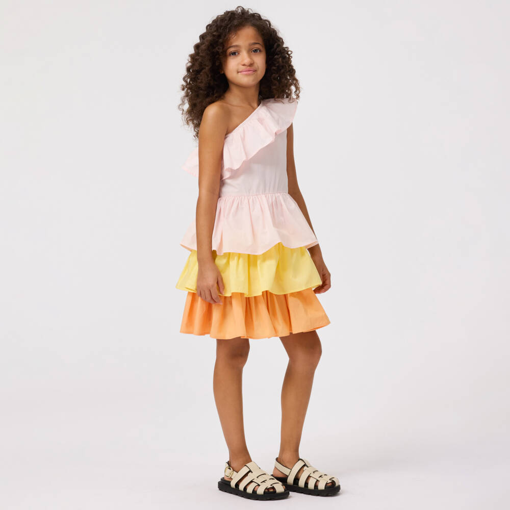 Molo-Girls Charming Pink & Yellow Ruffle Dress | Childrensalon Outlet