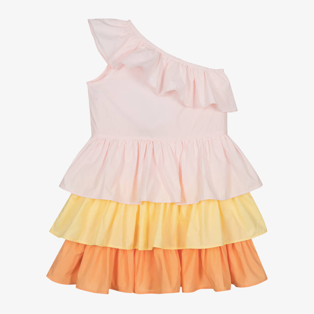 Molo-Girls Charming Pink & Yellow Ruffle Dress | Childrensalon Outlet