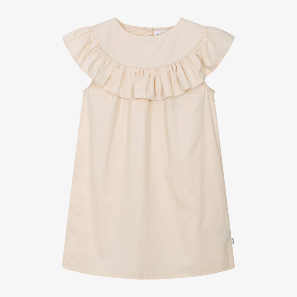 Molo-فستان قطني كلاسيكي للبنات بلون الرمل | Childrensalon Outlet