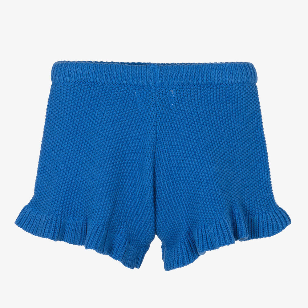 Molo-Girls Cobalt Blue Knitted Cotton Shorts | Childrensalon Outlet