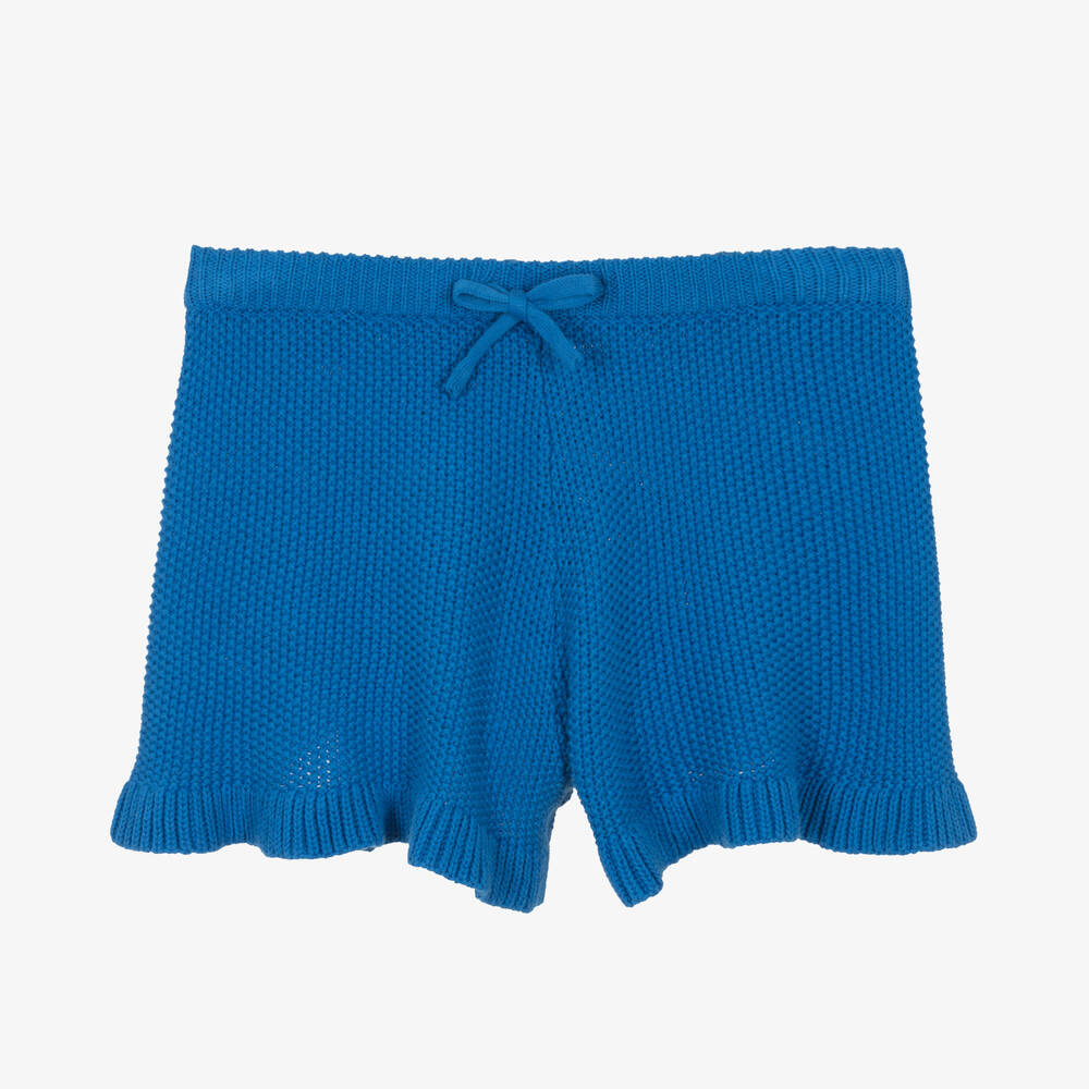 Molo-Girls Cobalt Blue Knitted Cotton Shorts | Childrensalon Outlet