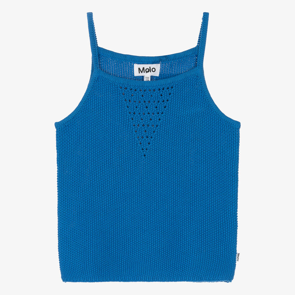 Molo-Girls Cobalt Blue Knitted Cotton Vest | Childrensalon Outlet